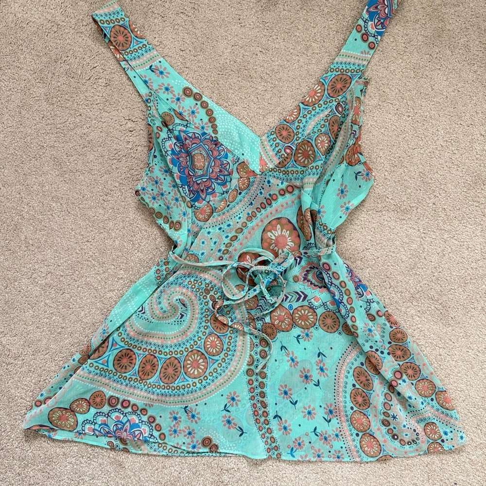 Vintage Glassons Y2K Tank Fairy Core Paisley Tie-Back Camisole - Picture 7 of 12